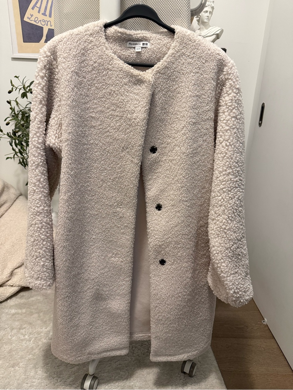 JW Anderson x Uniqlo Teddy Fleece Long Coat - Ecru/Cream XS